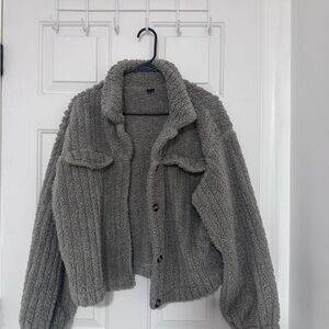 SHEIN Cozy Gray Sherpa Jacket